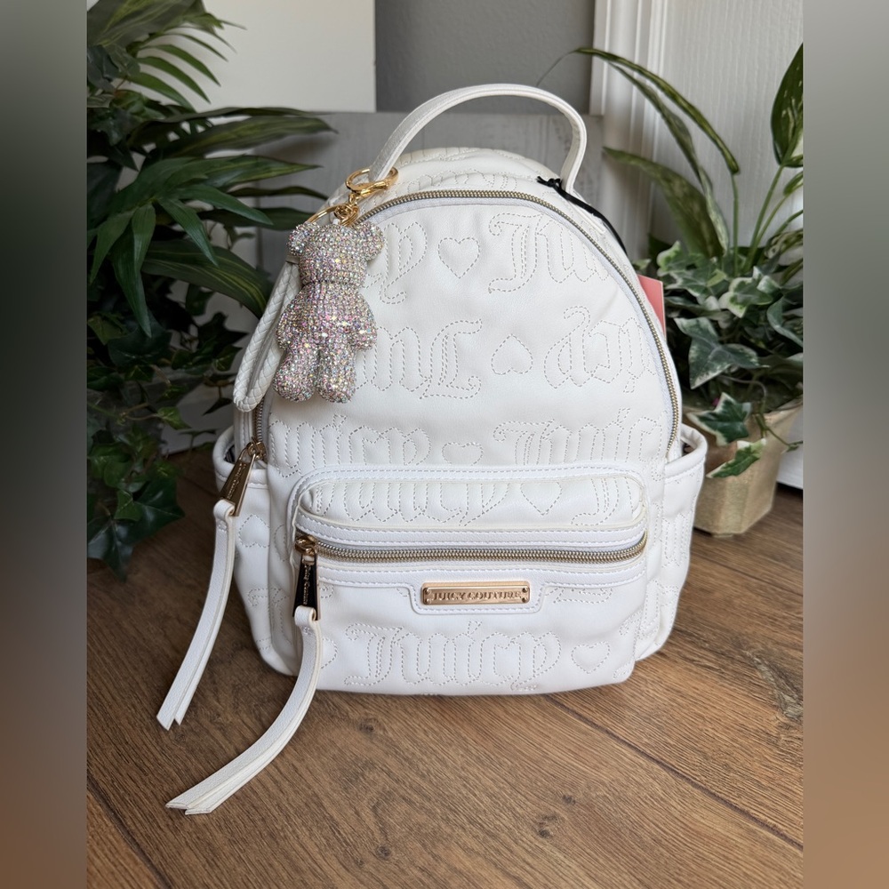 Juicy Couture Rosie Vegan Leather Angel White & Gold Mini Backpack